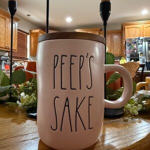 Pink Mug with 'Peep's Sake' Text